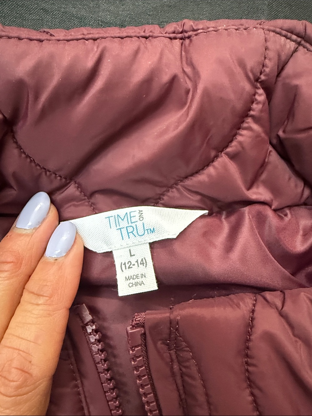 NWT Time and Tru Quilted Belted Long Puffer Jacket - Burgundy - Picture 4 of 5